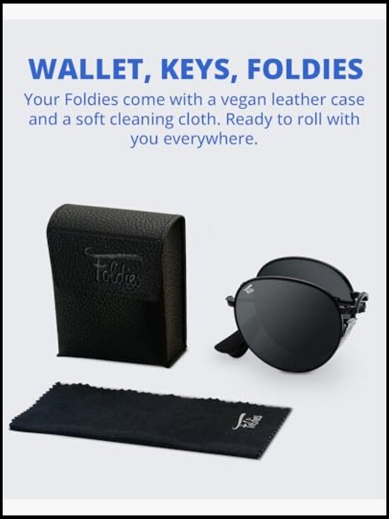 Round Folding Sunglasses Polarized UV400 with Leather Case main image 4
